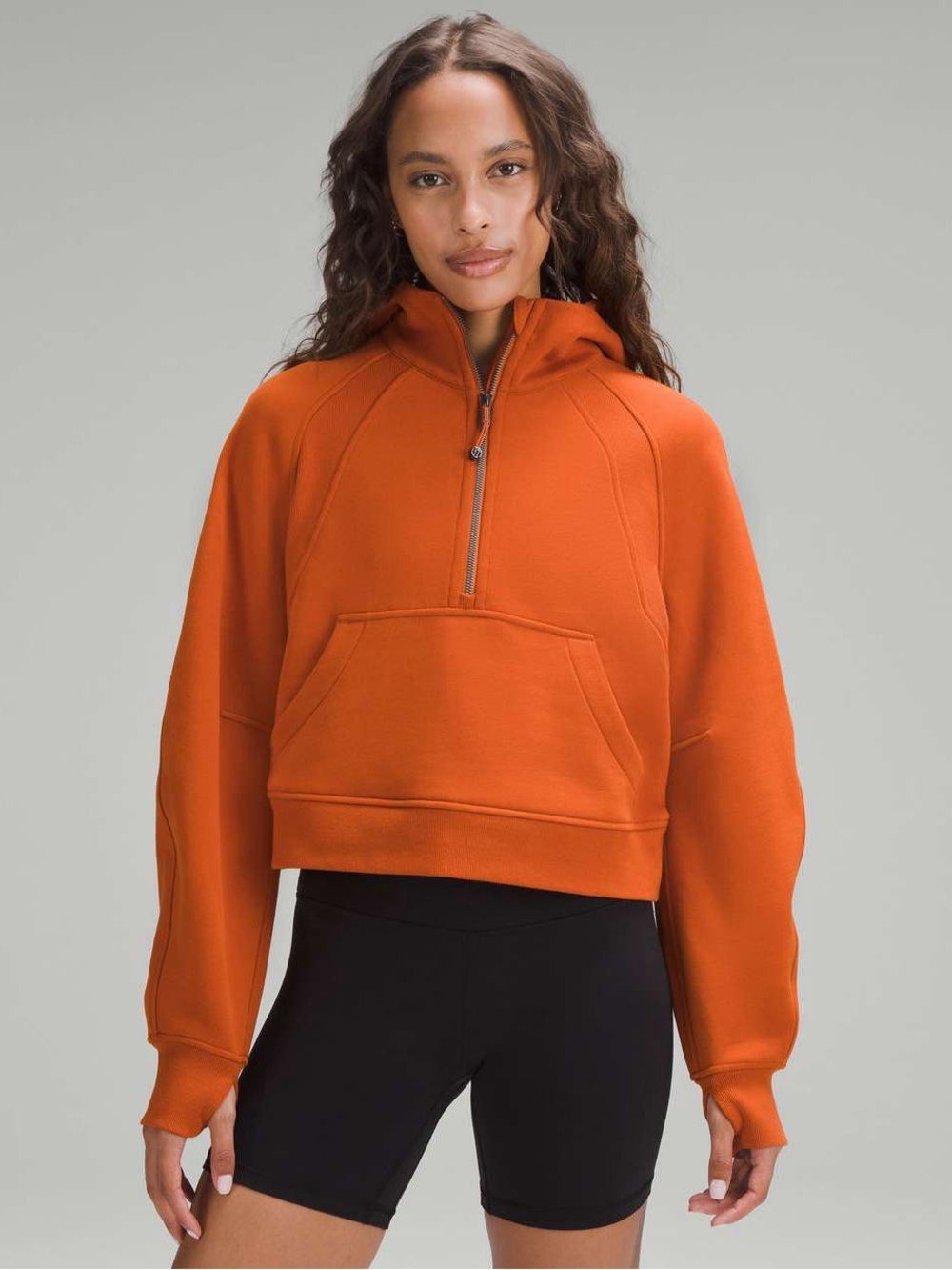 lululemon athletica Scuba Cropped Half-Zip Hoodie in Burnt Orange XL/XXL